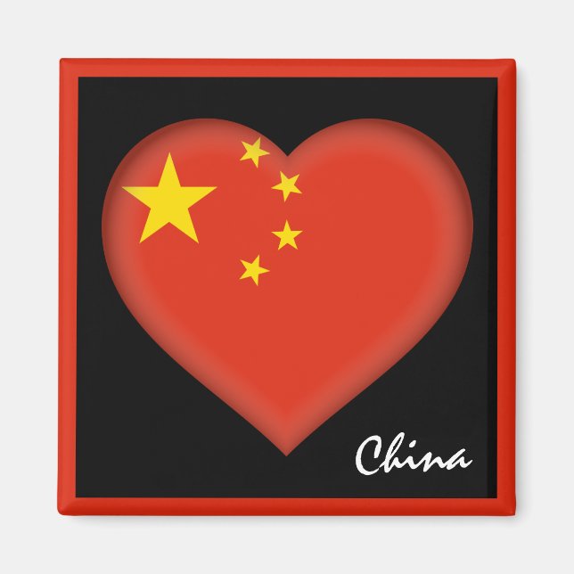 Chinese flag & Chinese Heart, China holiday/sports Magnet (Front)
