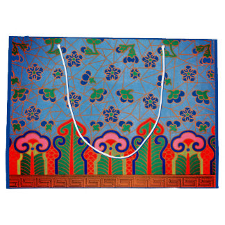 CHINESE FLORAL PATTERN GIFT BAG FLORAL BLUE PINK