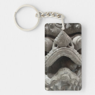 Chinese Foo Dog Dragon Granite Rock Sculpture Key Ring