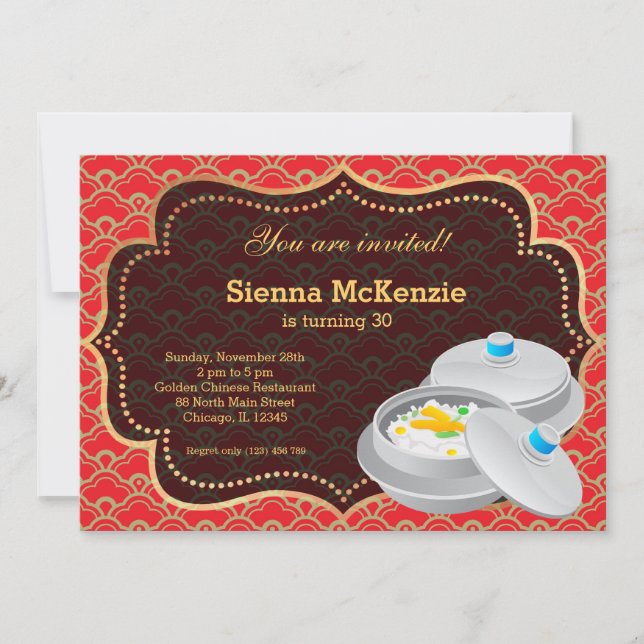 Chinese food Birthday party Invitation (Front)