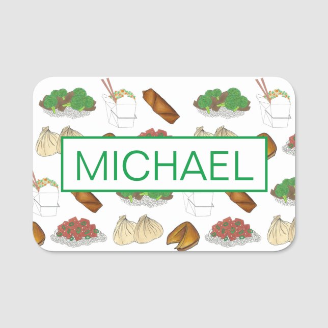 Chinese Food Restaurant Dishes Takeout Cuisine Name Tag (Front)