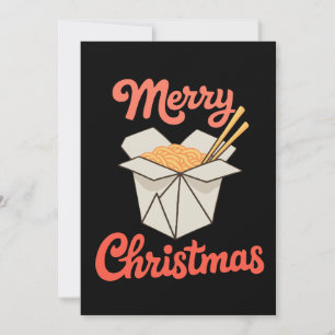 Chinese Food Takeout Box Chopsticks Christmas Xmas Invitation