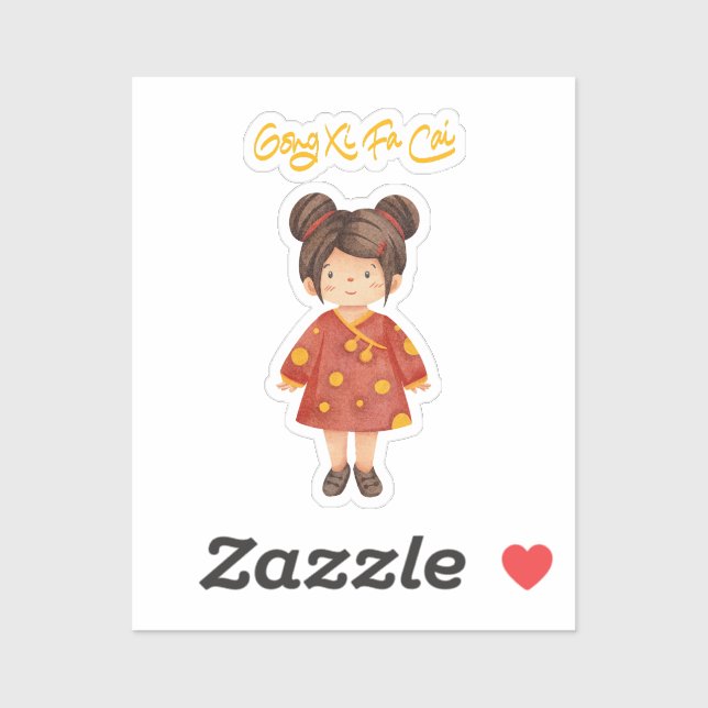 Chinese Girl with Bun Hair Gong Xi Fa Cai (Sheet)
