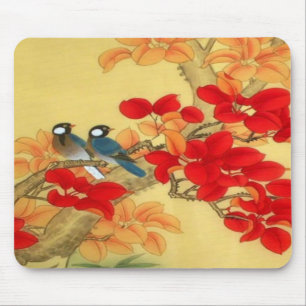 Chinese Gold and Red Floral Mouse Pad