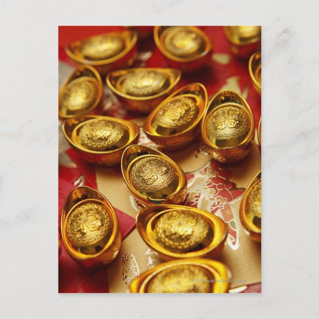 Chinese gold ingots postcard (Front)