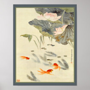 Chinese Goldfish in Lotus Pond Poster