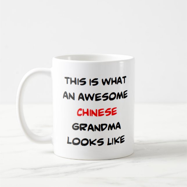 chinese grandma, awesome coffee mug (Left)