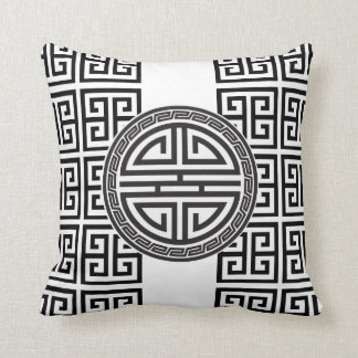 Chinese/Greek Design Pillow - Black & White