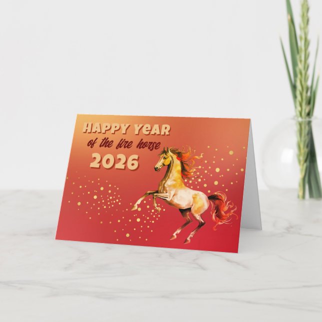Chinese Happy Year of the Fire Horse 2026  Card (Front)