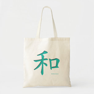 Chinese-Harmony-Symbol-Teal Letters Tote Bag
