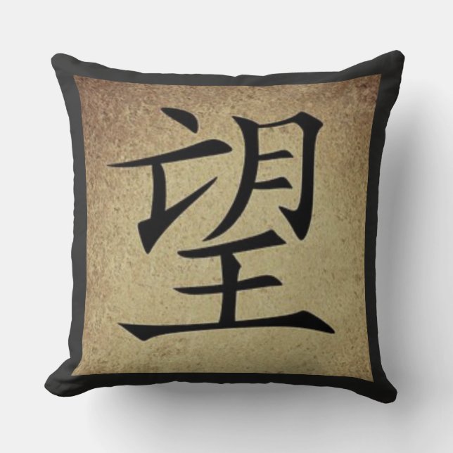 Chinese HOPE Symbol Asian Theme Square Cushion (Front)