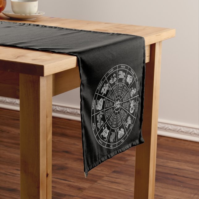 Chinese Horoscope Zodiac Wheel Medium Table Runner (In Situ)
