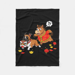 Chinese Horse Boxer Dog Funny Kid Mens Womens Happ Fleece Blanket