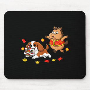 Chinese Horse Cavalier King Charles Spaniel Happy  Mouse Pad