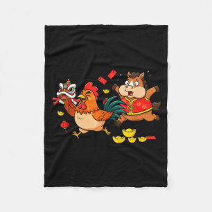 Chinese Horse Chicken Funny Kids Mens Womens Happy Fleece Blanket