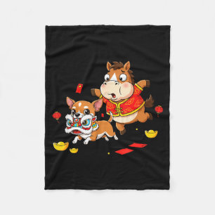 Chinese Horse Chihuahua Funny Kid Mens Womens Happ Fleece Blanket