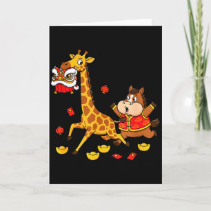 Chinese Horse Giraffe Funny Kids Mens Womens Happy Card