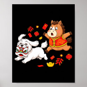 Chinese Horse Havanese Funny Kids Mens Womens Happ Poster