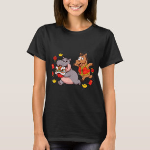 Chinese Horse Hippo Funny Kids Mens Womens Happy N T-Shirt