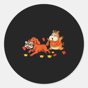 Chinese Horse Irish Setter Kids Mens Womens Happy Classic Round Sticker