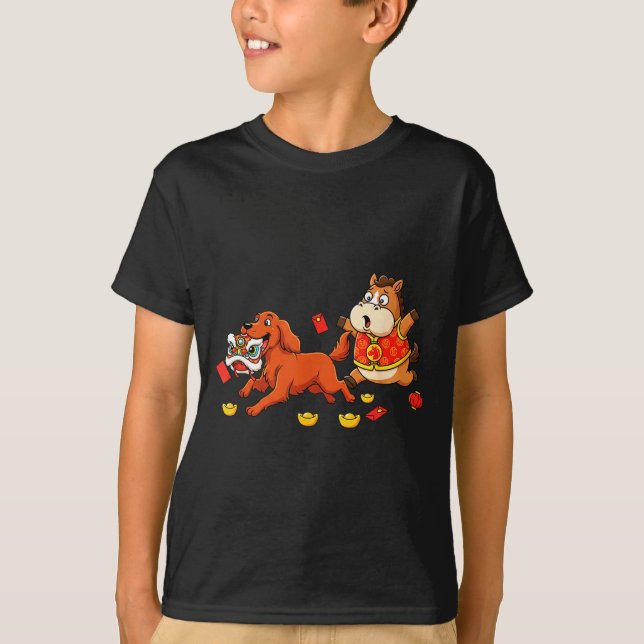 Chinese Horse Irish Setter Kids Mens Womens Happy  T-Shirt (Front)