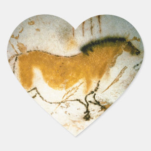 Chinese Horse,Lascaux Prehistoric Cave Paintings Heart Sticker