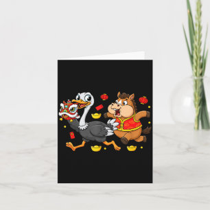 Chinese Horse Ostrich Funny Kids Mens Womens Happy Card