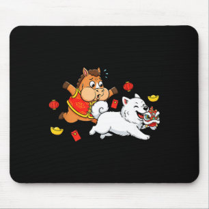 Chinese Horse Samoyed Funny Kids Mens Womens Happy Mouse Pad