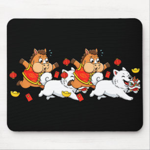 Chinese Horse Samoyed Funny Kids Mens Womens Happy Mouse Pad