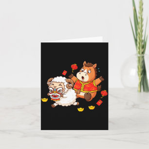 Chinese Horse Sheep Funny Kids Mens Womens Happy N Card