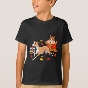 Chinese Horse Whippet Funny Kids Mens Womens Happy T-Shirt