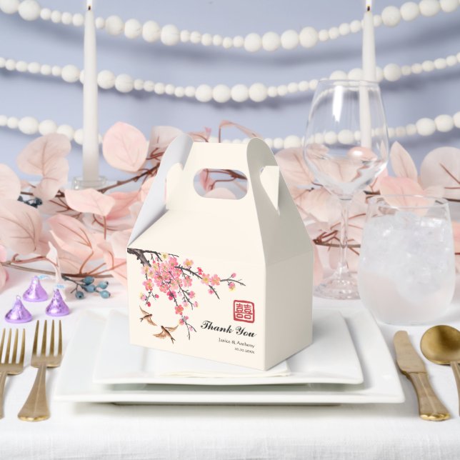 Chinese Ink painting flowers and birds wedding Favour Box (Wedding)