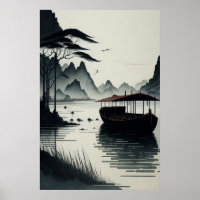 Chinese ink painting of Ninh Binh town