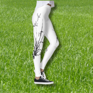 Chinese Iris - bw Leggings