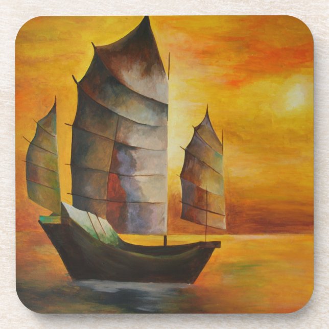 Chinese Junk In Ochre and Yellow Coaster (Front)