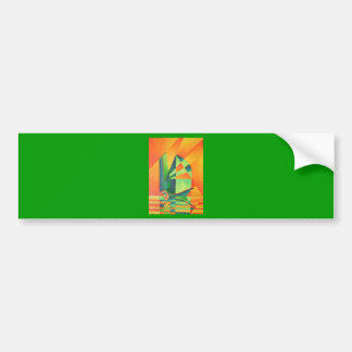 Chinese Junk Sails at Sunrise Orange And Green Bumper Sticker