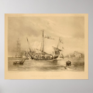 Chinese Junks in Singapore Poster