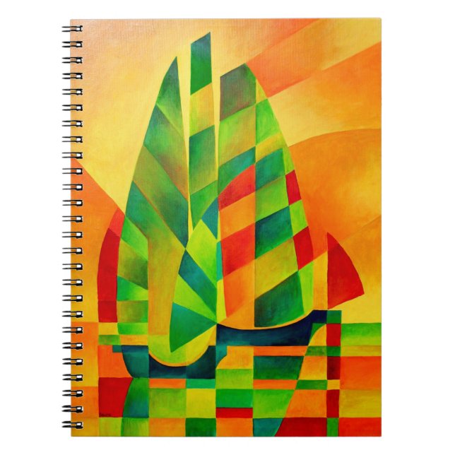 Chinese Junks, Sunset, Sails and Shadows Bold  Spiral Notebook (Front)