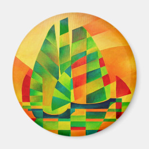 Chinese Junks, Sunset, Sails and Shadows Magnet