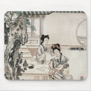 Chinese ladies in a garden mouse pad
