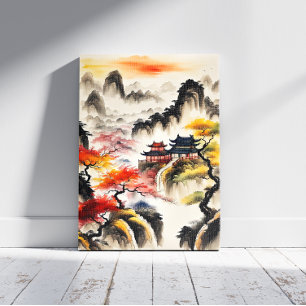 Chinese Landscape Ink Painting Canvas Print