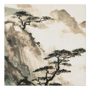 Chinese landscape painting.chinese,painting,japane faux canvas print
