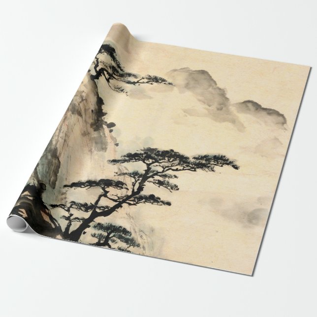 Chinese landscape painting.chinese,painting,japane wrapping paper (Unrolled)