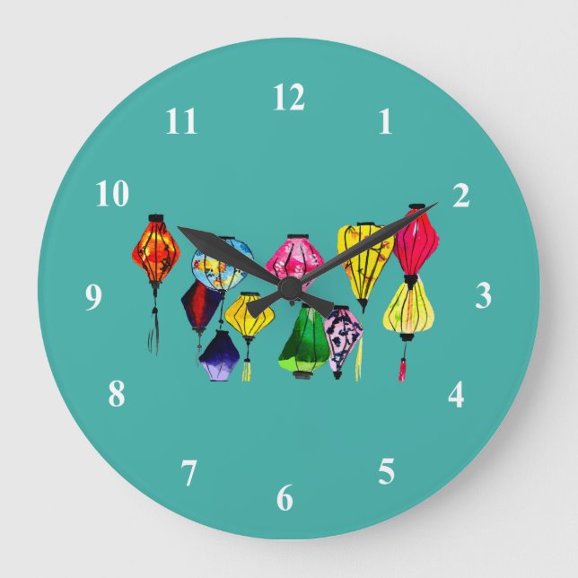 Chinese lantern colorful art large clock (Front)