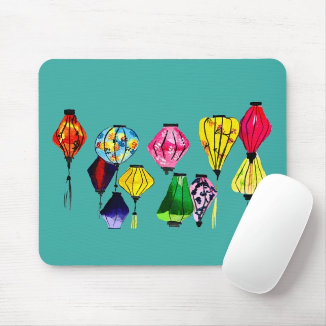 Chinese lantern colourful art mouse pad (With Mouse)