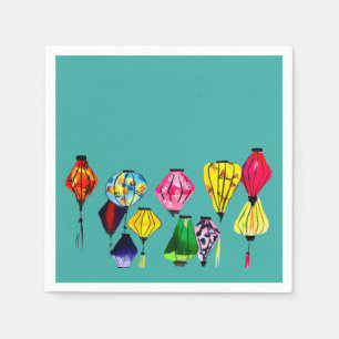 Chinese lantern colourful art napkin