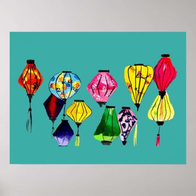 Chinese lantern colourful art poster (Front)
