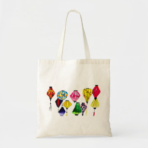 Chinese lantern colourful art tote bag