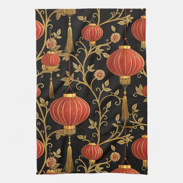 Chinese Lantern Festival (1) Tea Towel (Vertical)