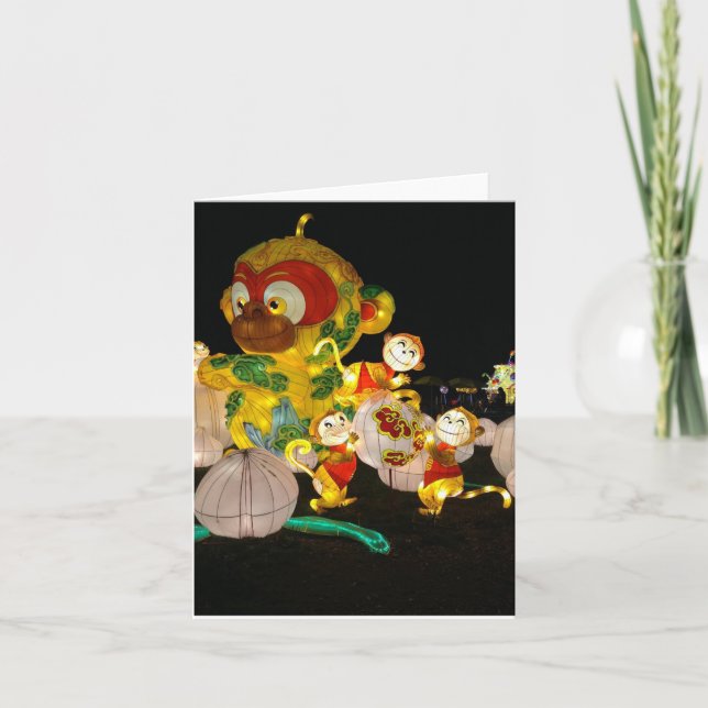Chinese Lantern Festival Monkey Notecard (Front)